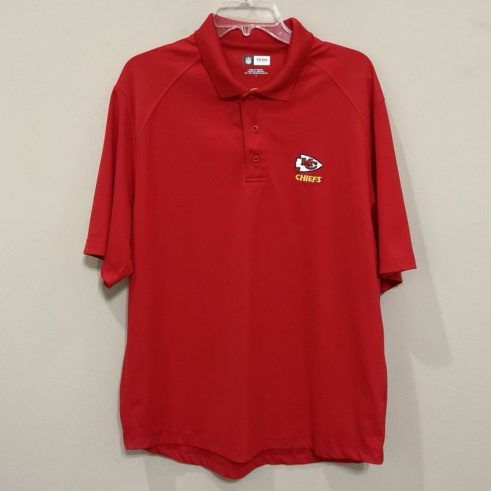 Kansas City Chiefs Red Polo Shirt NFL Team Apparel Performance Sz Lg